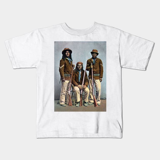 1900 US Army Apache Indian Scouts Kids T-Shirt by historicimage